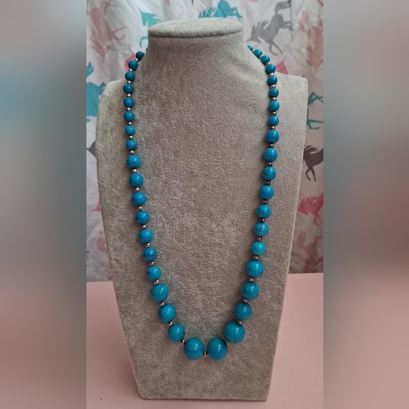 Vintage Jewelry - EUC Vintage ROC Sleeping Beauty Turquoise Graduated Bead Boho Necklace